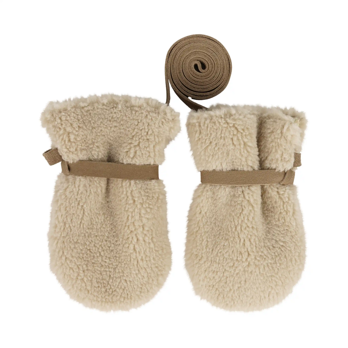 Donsje -  "Richy Mittens  Alpaca" | beige curly faux fur