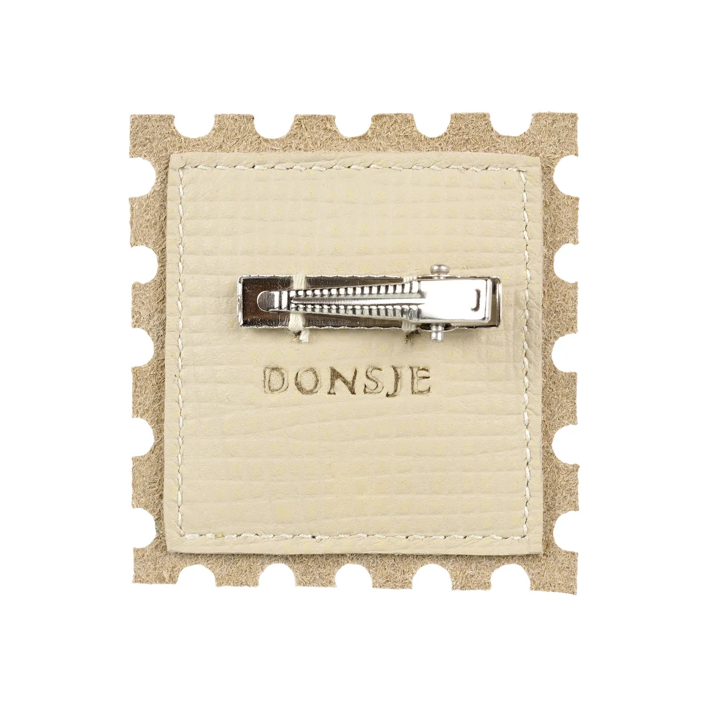 Donsje -  "Guar Clip  Stamp" | cream scored leather