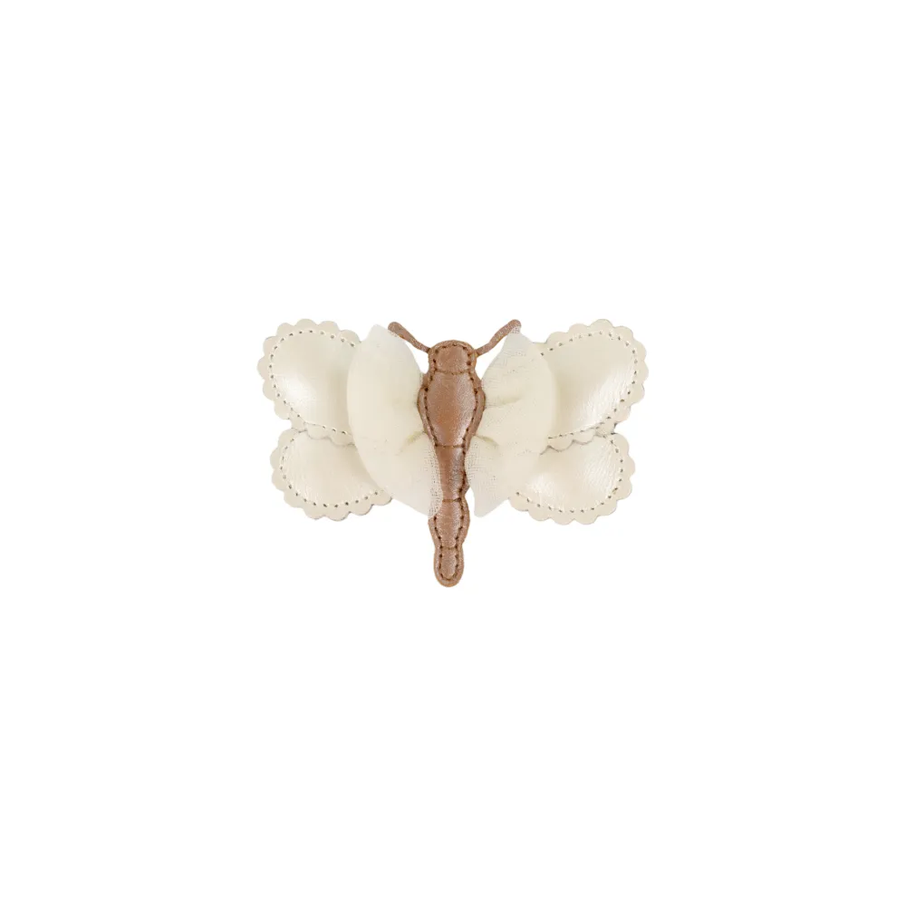 Donsje - Clip "Alja Clip - Shimmer Libelle" | off white metallic leather