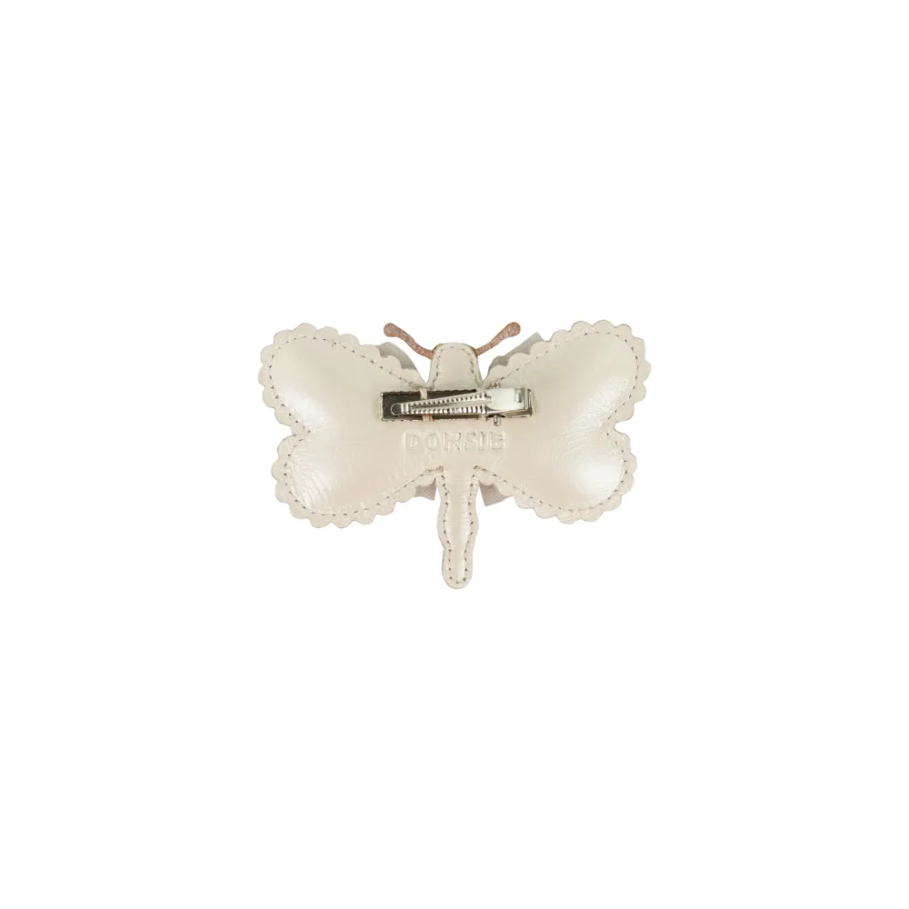 Donsje - Clip "Alja Clip - Shimmer Libelle" | off white metallic leather