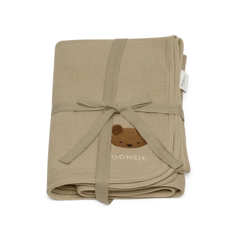 Donsje - Decke "Ploekie Muslin Blanket XL  Bear" | taupe