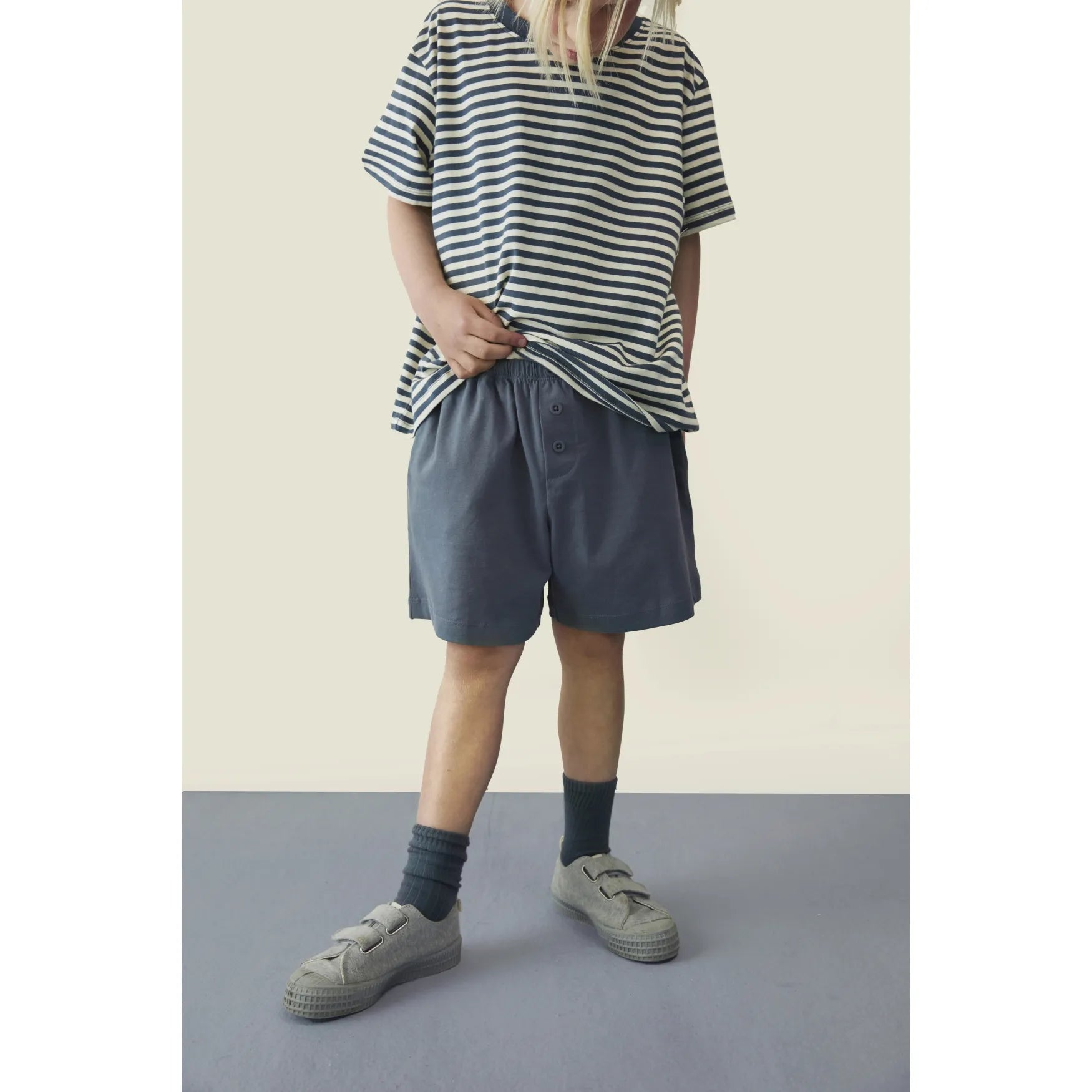 Gray Label - Shorts "Button Shorts GOTS" | blue gray