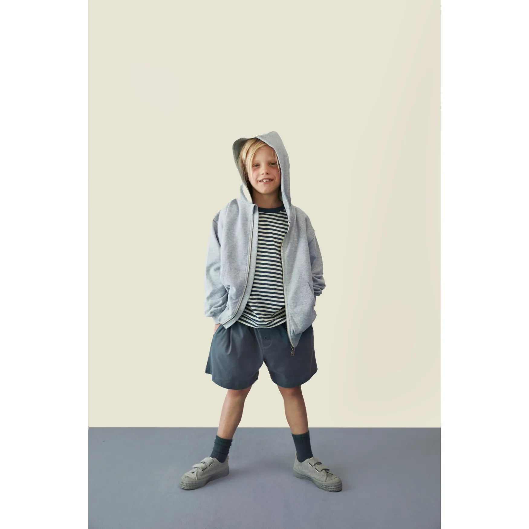 Gray Label - Shorts "Button Shorts GOTS" | blue gray
