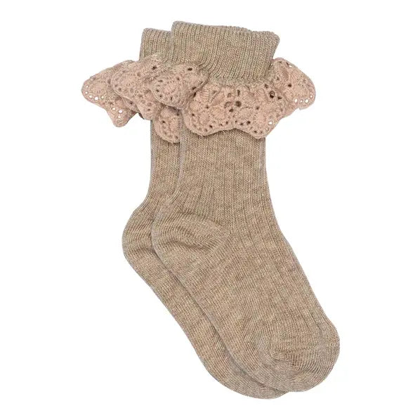MP Denmark - Socken "Lisa Socks - Lace" | light brown melange