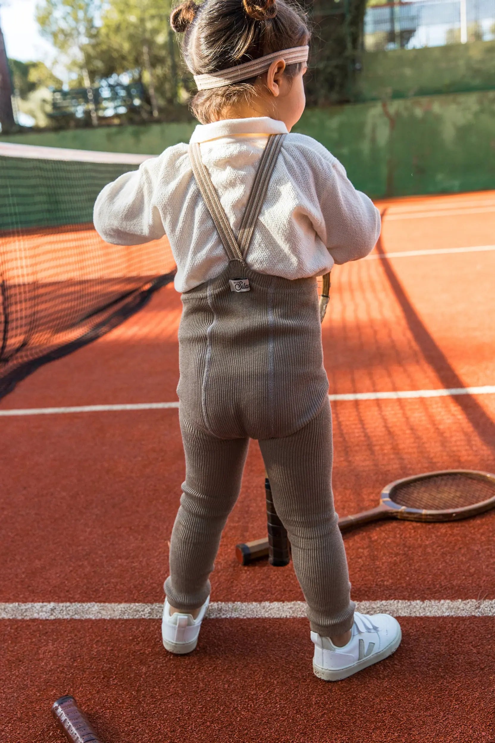 Silly Silas - Leggings mit Hosenträgern "RETRO CHAMPS" | Oyster Grey Striped