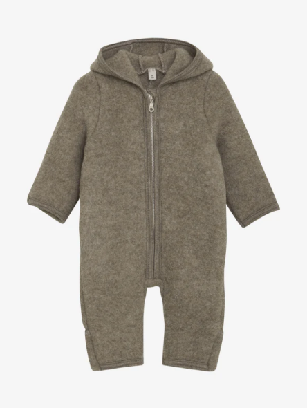 HUTTELIHUT - Overall aus Wollfleece "Pram Suit Ears Wool Fleece" | Savannah Melange