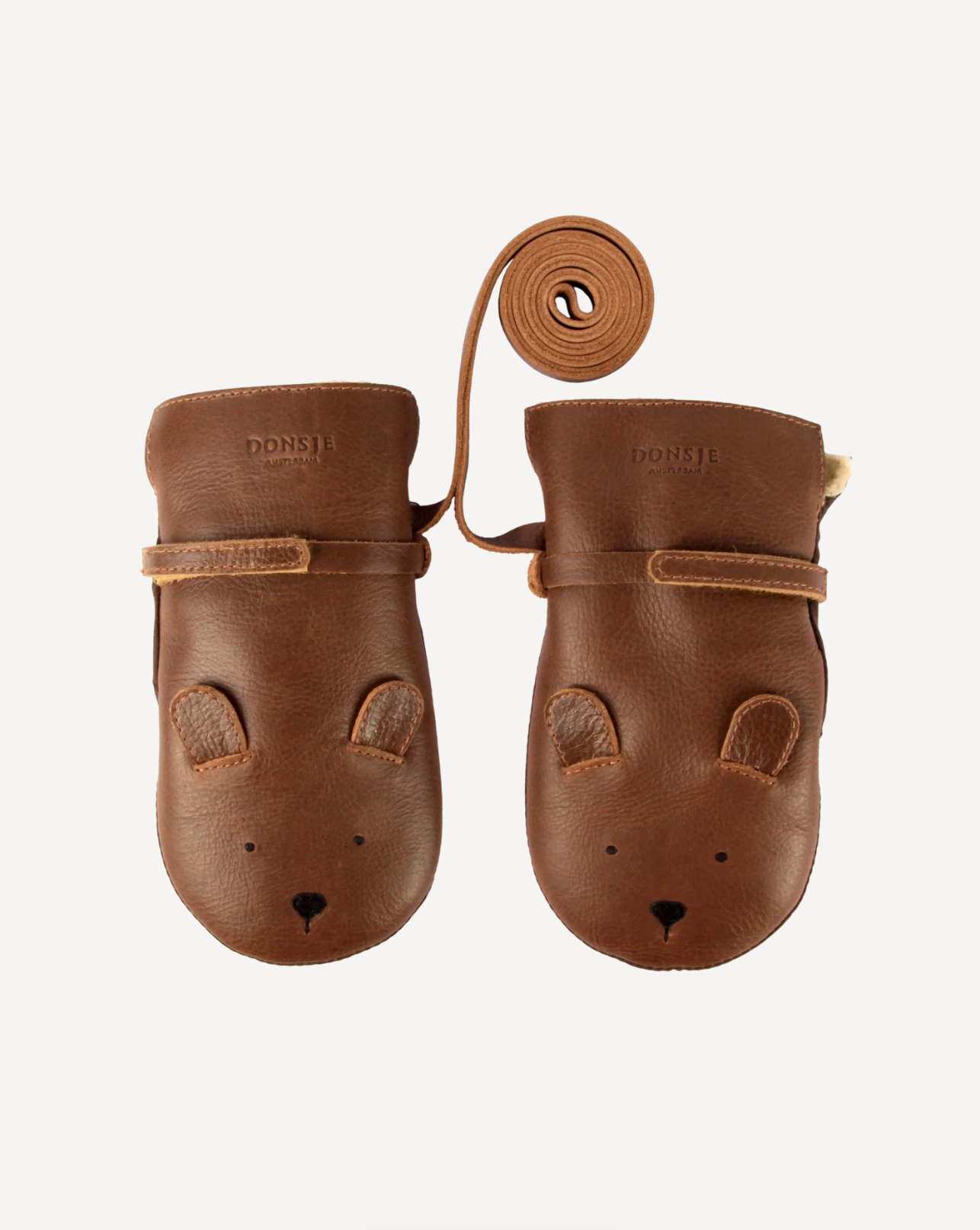 Donsje - Handschuhe / Fäustlinge "Kapi Classic Mittens - Bear" | Cognac Classic Leather