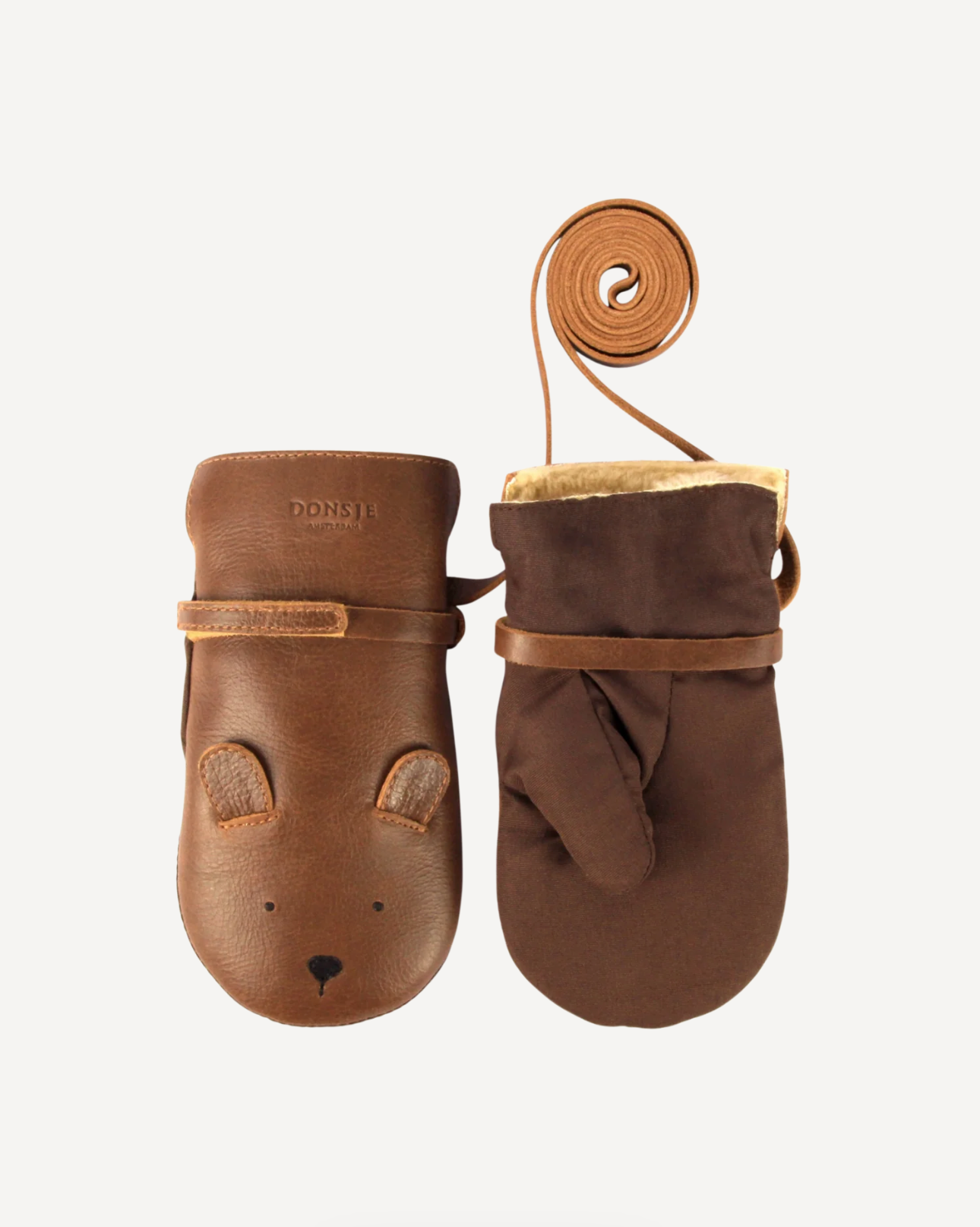Donsje - Handschuhe / Fäustlinge "Kapi Classic Mittens - Bear" | Cognac Classic Leather