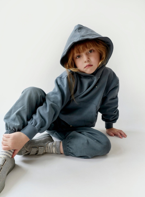 Gray Label - Kaputzenpullover "Hoodie GOTS" | blue grey