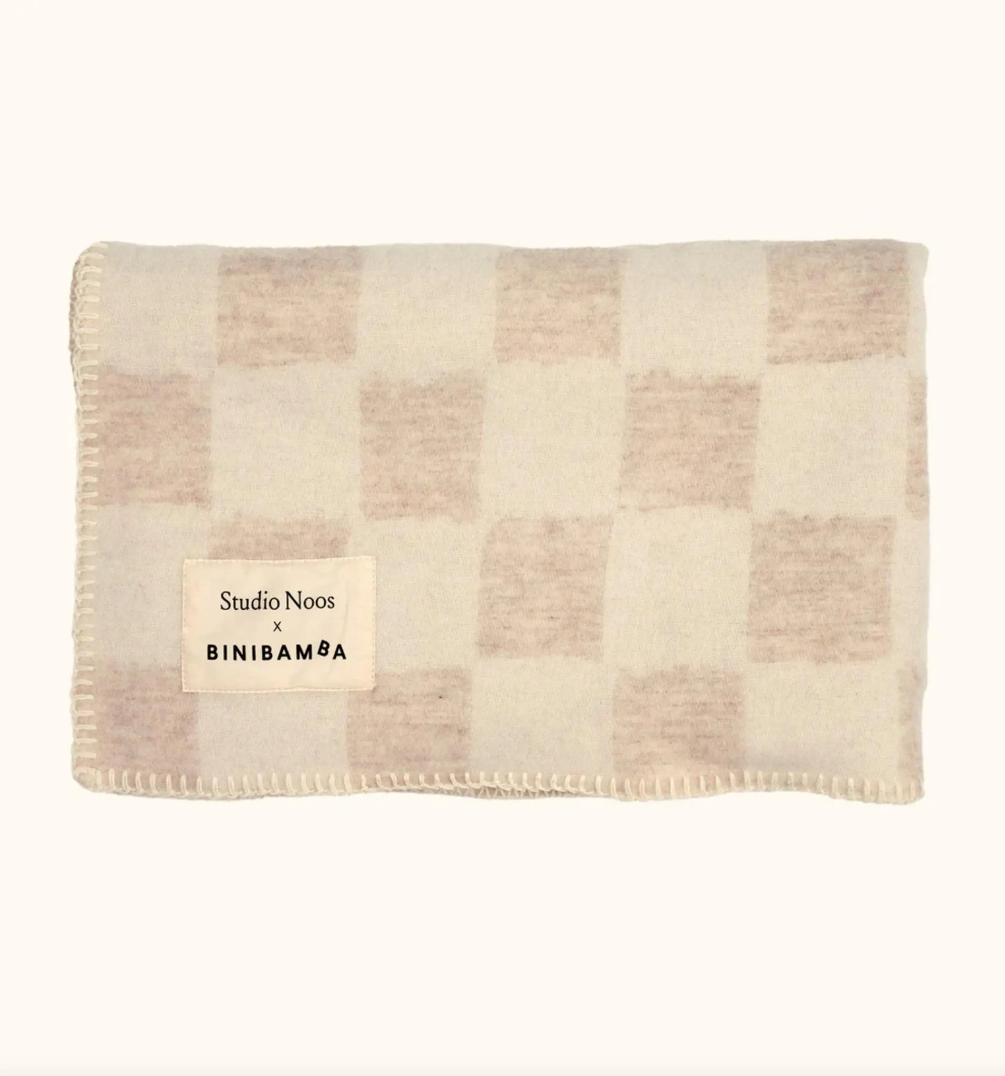 Binibamba - Merino Babydecke "SN TOAST CHEQUERBOARD BLANKET" | toast (creme und beige) Binibamba