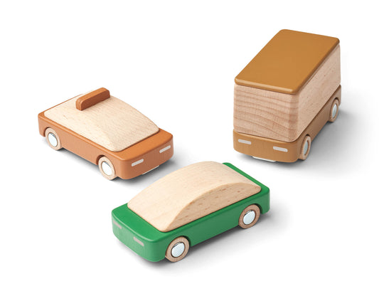 Liewood - Set aus Holz-Autos "Village Cars 3-Pack" | mustard mix