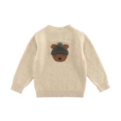 Donsje -  "Denn Merino Wool Sweater  Bear" | biscotti melange Donsje