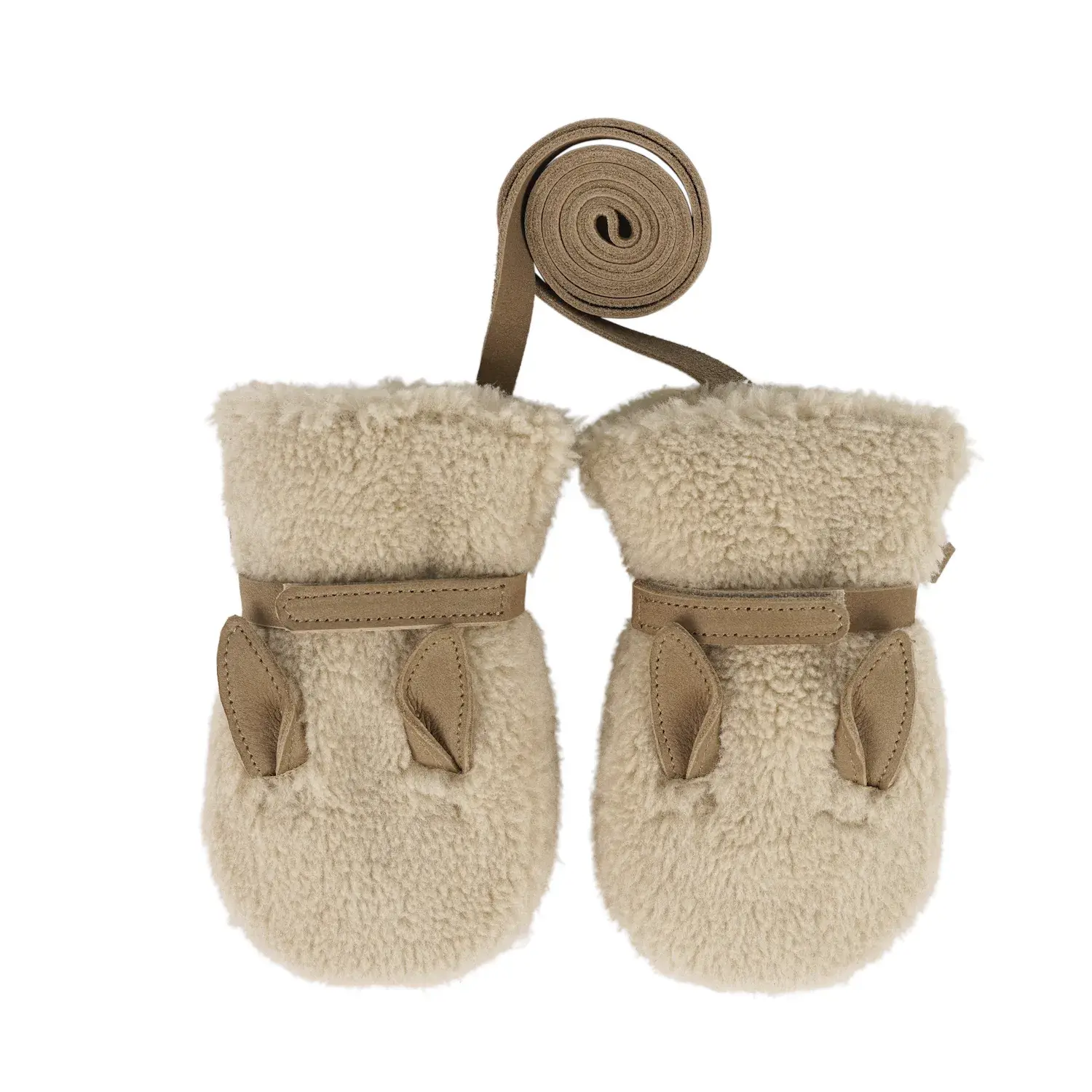 Donsje -  "Richy Mittens  Alpaca" | beige curly faux fur Donsje