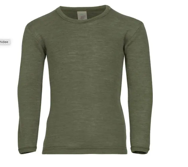 Engel - Kinder-Longsleeve "Wolle Seide" | olive Engel Natur