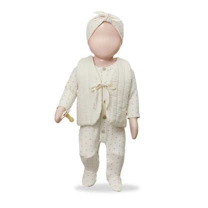 1 + in the Family - Jumpsuit W/Feet "Cari" | ivory 1+ in the family