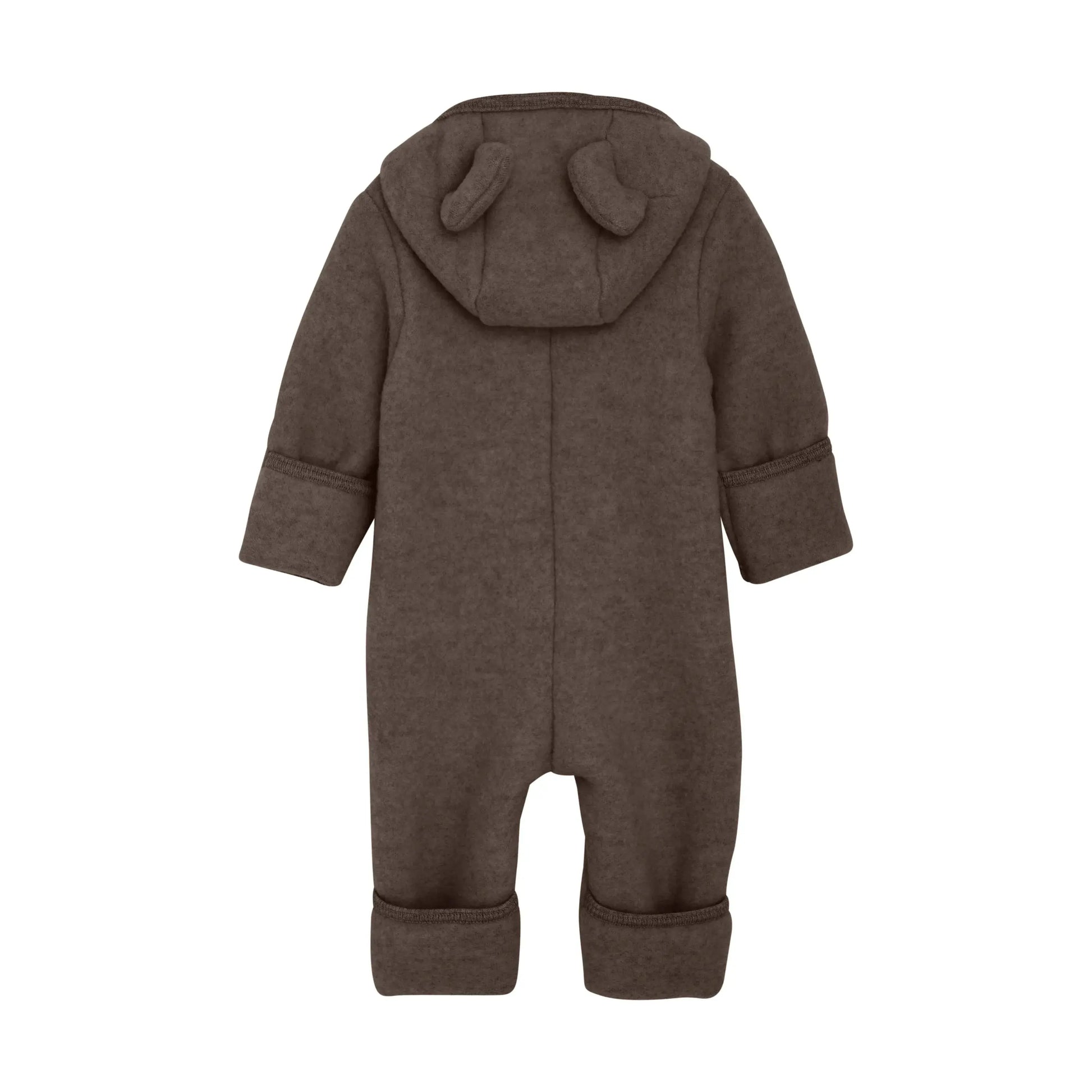 HUTTELIHUT - Overall mit Ohren Wollfleece "Pram Suit Ears Wool Fleece (S)" | brown melange Huttelihut