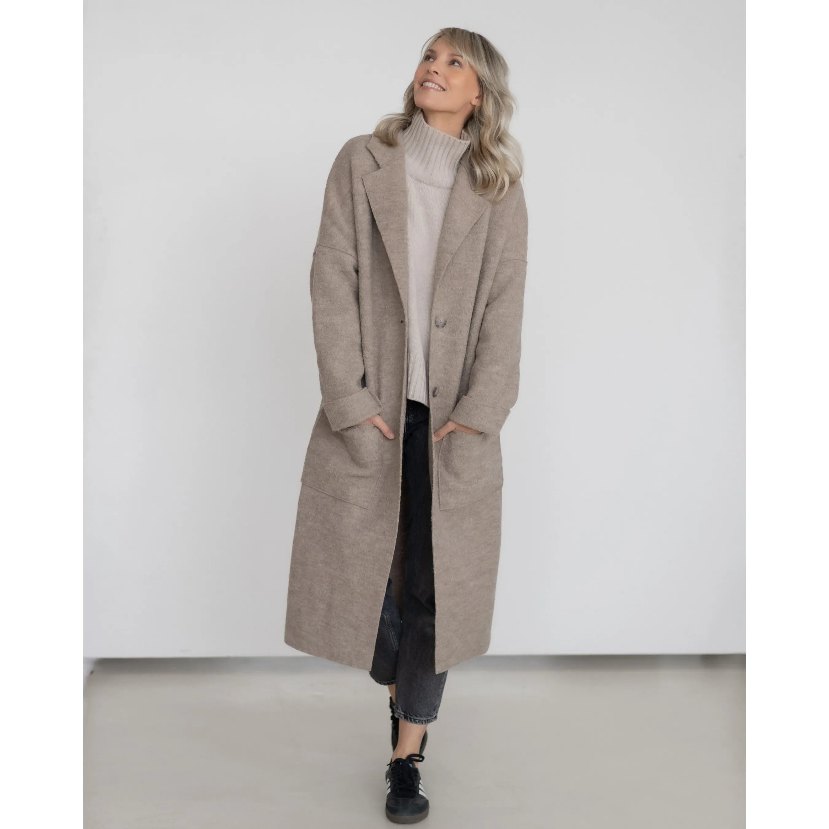 Halfen - langer Walk-Mantel "Walk Normal" | greige