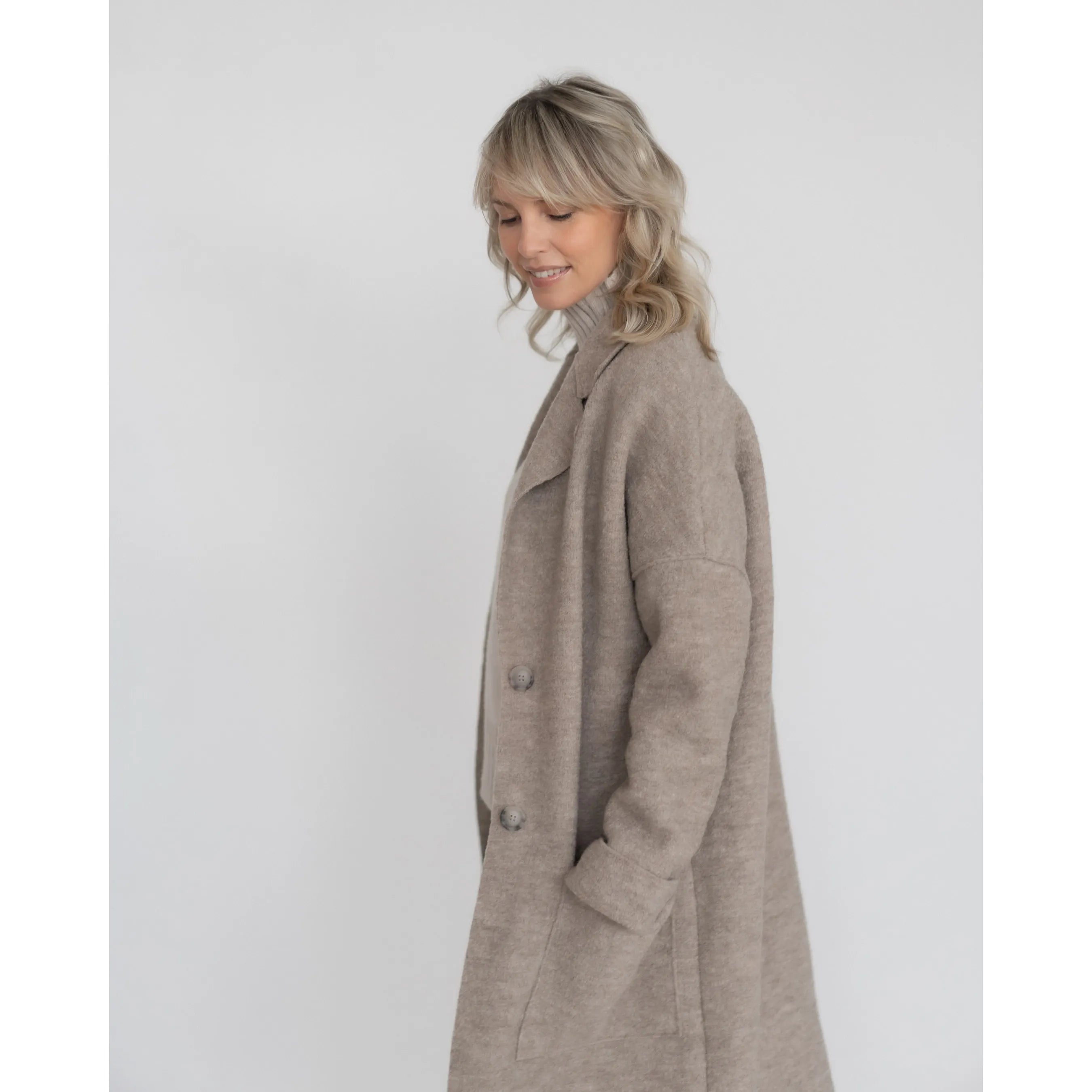 Halfen - langer Walk-Mantel "Walk Normal" | greige