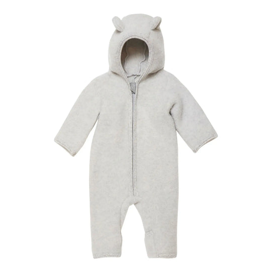 Huttelihut - Wollfleece Overall " Pram Suit Ears Soft Wool ALLIE" | light grey melange Huttelihut