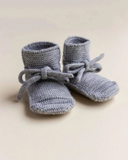 Hvid - Strickschühchen "Booties" | grey melange Hvid