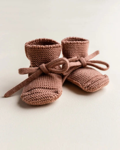 Hvid - Strickschühchen "Booties" | terracotta Hvid