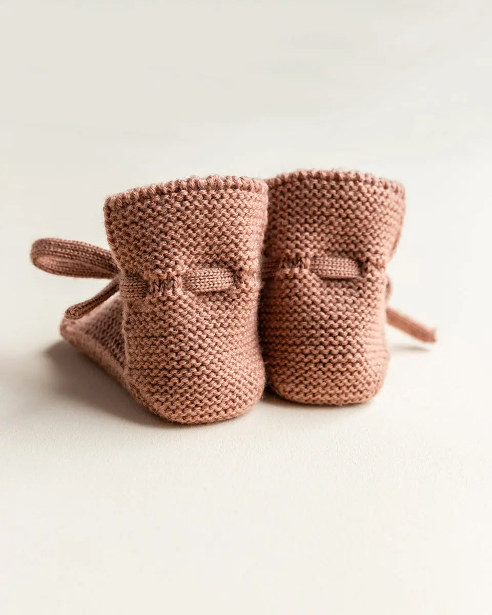 Hvid - Strickschühchen "Booties" | terracotta Hvid