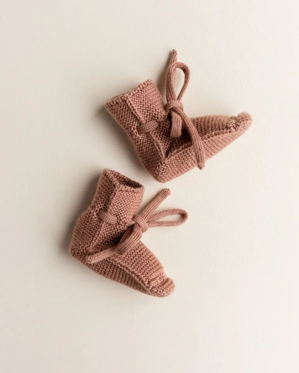 Hvid - Strickschühchen "Booties" | terracotta Hvid