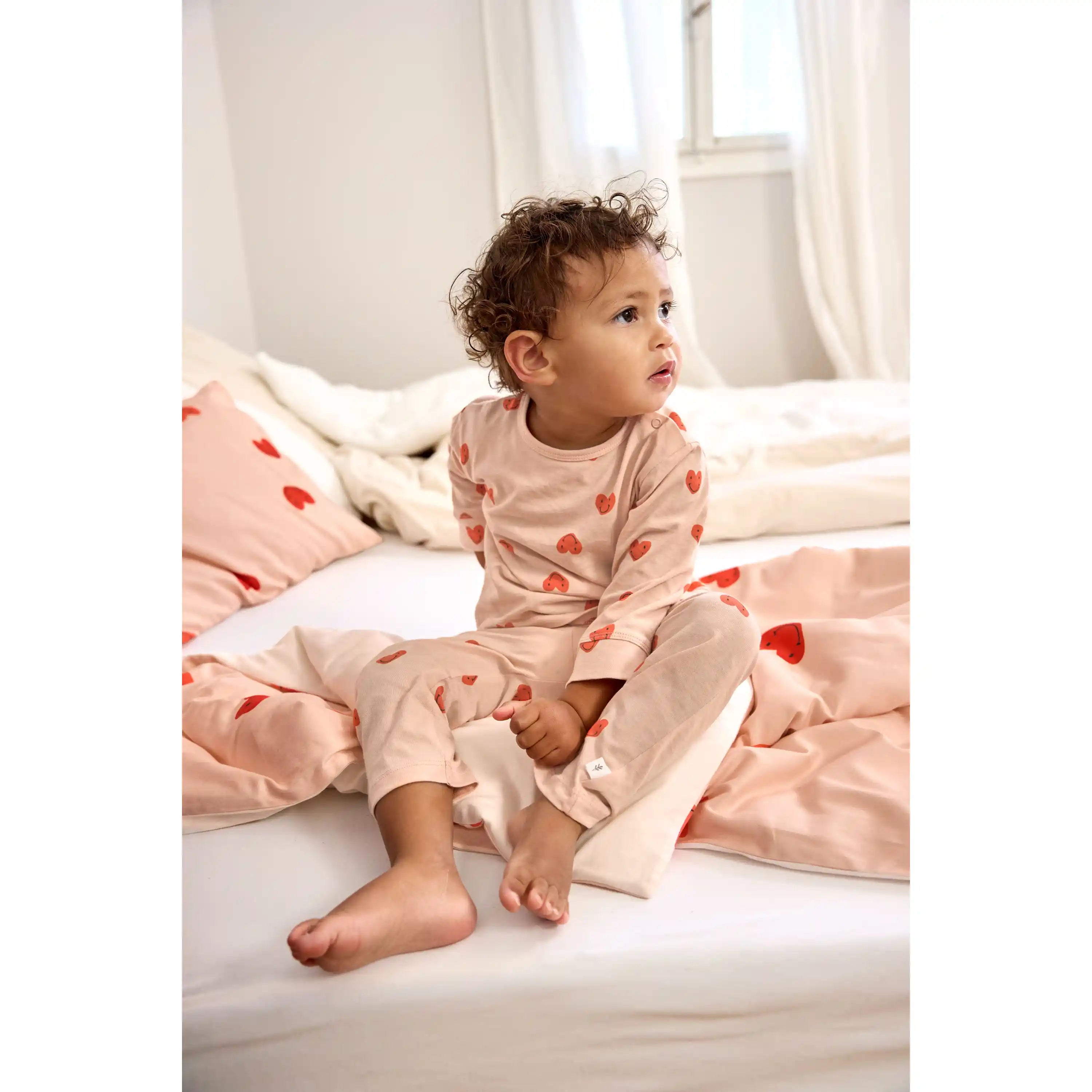 Lässig - Kinder Pyjama Lang | Herzen / Rosa