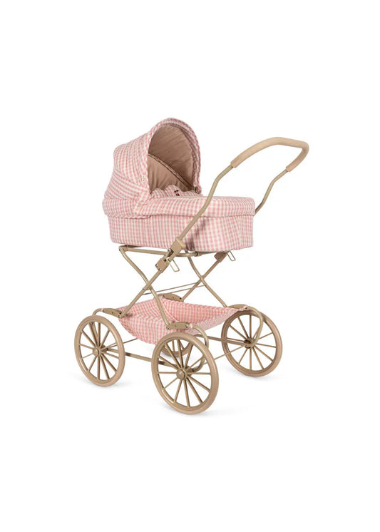 Konges Sløjd - Puppenkinderwagen "DOLL PRAM" | powder pink check Konges Sløjd