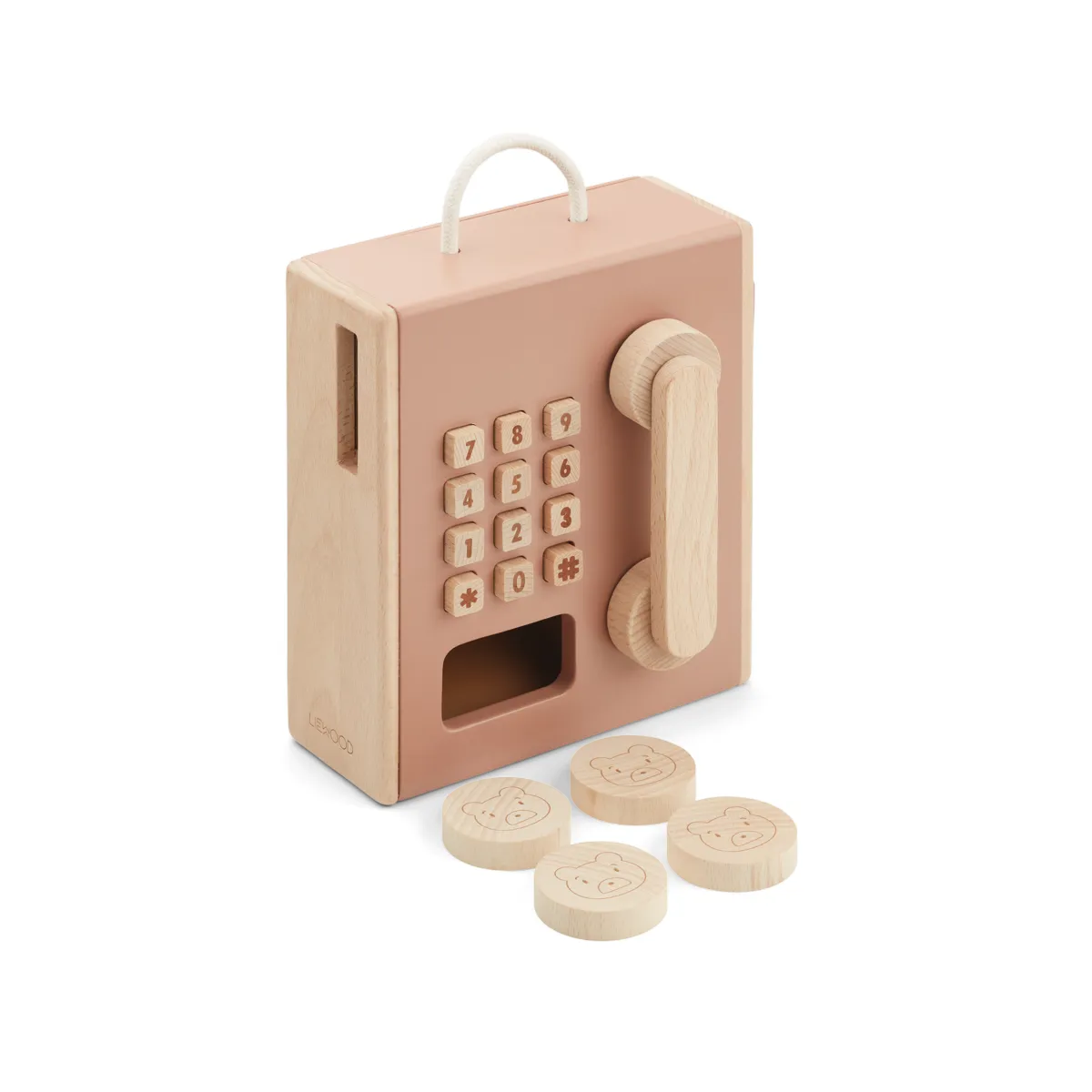 Liewood - Spieltelefon aus Buchenholz "Rufus Payphone" | Tuscany rose multi mix