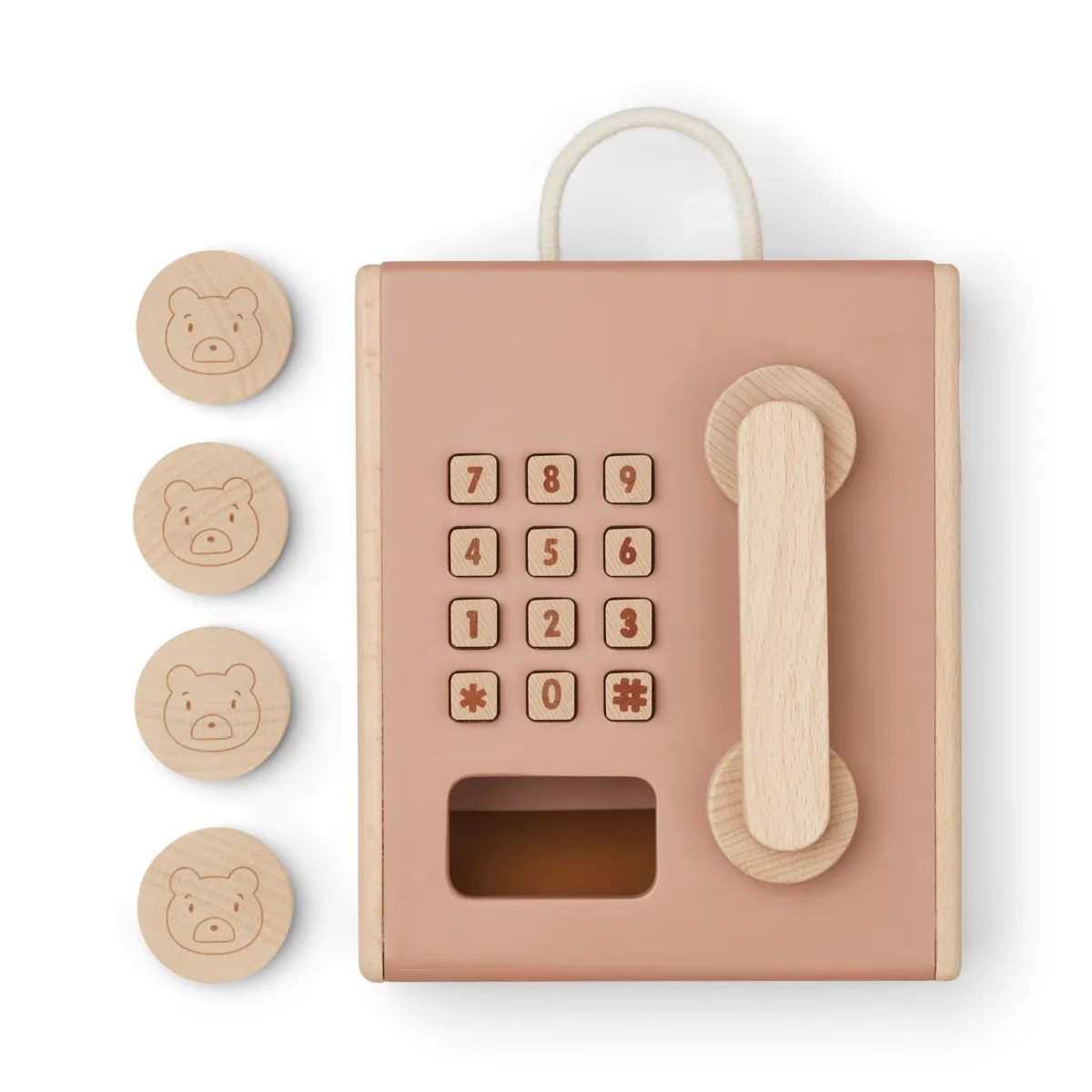 Liewood - Spieltelefon aus Buchenholz "Rufus Payphone" | Tuscany rose multi mix