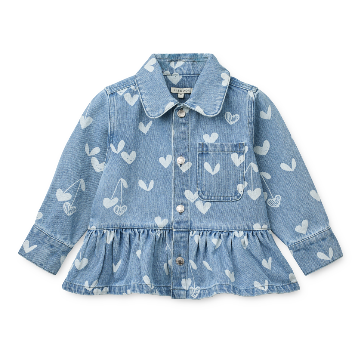 Liewood - Jeanshemd / Jeansjacke "Kenza Printed Denim Overshirt" | Sweethearts / light blue denim