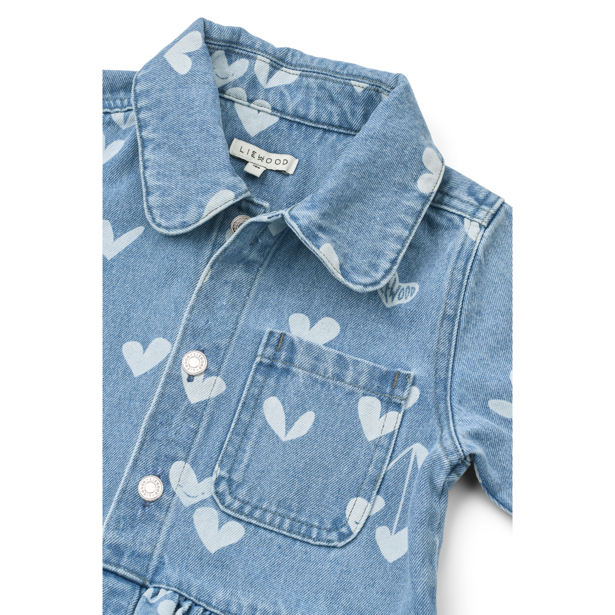 Liewood - Jeanshemd / Jeansjacke "Kenza Printed Denim Overshirt" | Sweethearts / light blue denim