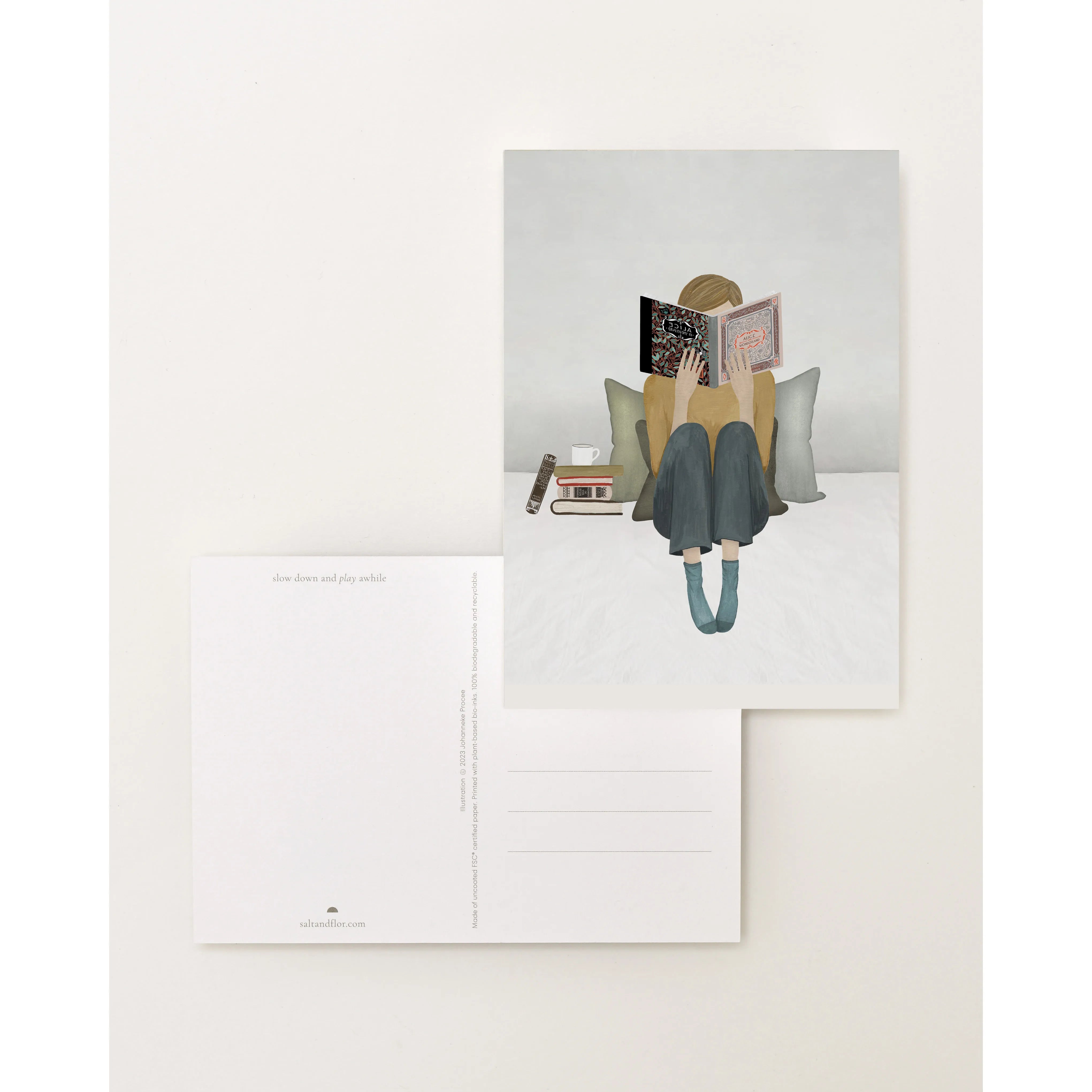Sâlt + Flor - Grußkarte / Postkarte "Reading"