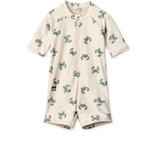 Liewood - Badeanzug / Schwimmjumpsuit "Max Printed Shortsleeve Swim Jumpsuit" | crab / sandy Liewood