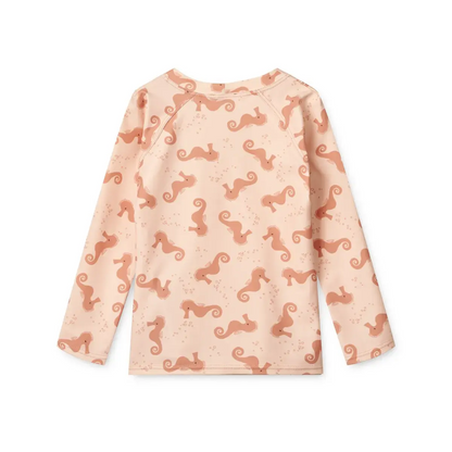 Liewood - Schwimm-T-Shirt "Noah Printed Longsleeve Swim Tee" | seahorse / apple blossom Liewood