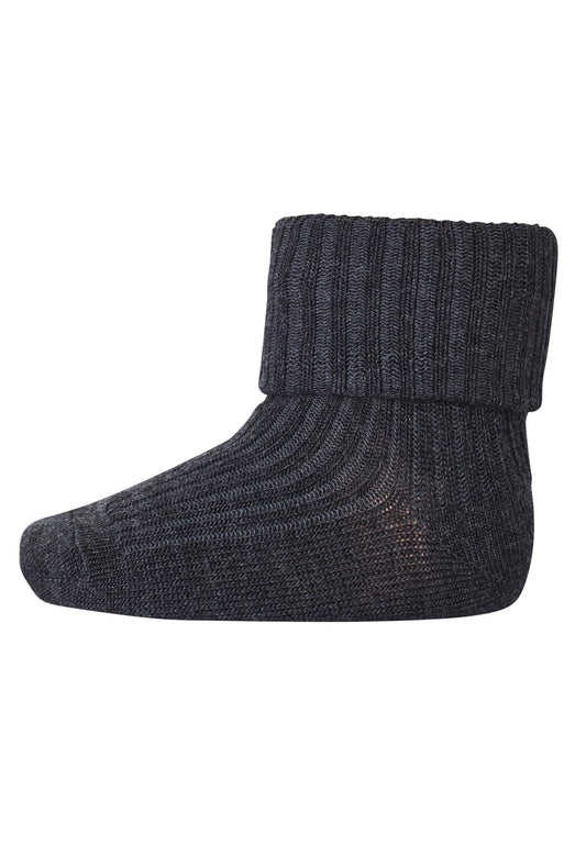 MP Denmark - Socken "Wool Rib Baby Socks" | dark grey melange MP Denmark