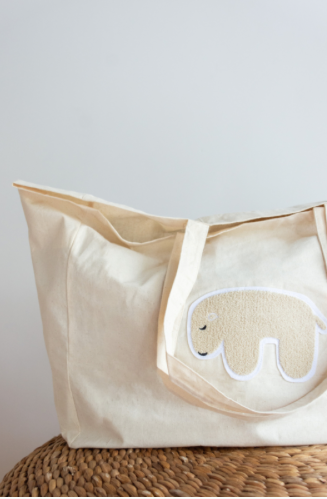 Nanami - Shopper / Tasche "Cotton shopper I puffed polarbear" | off-white - Leja Concept Store