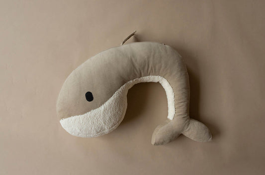 Nanami - travel pillow / cuddly toy "whale / small" | sand