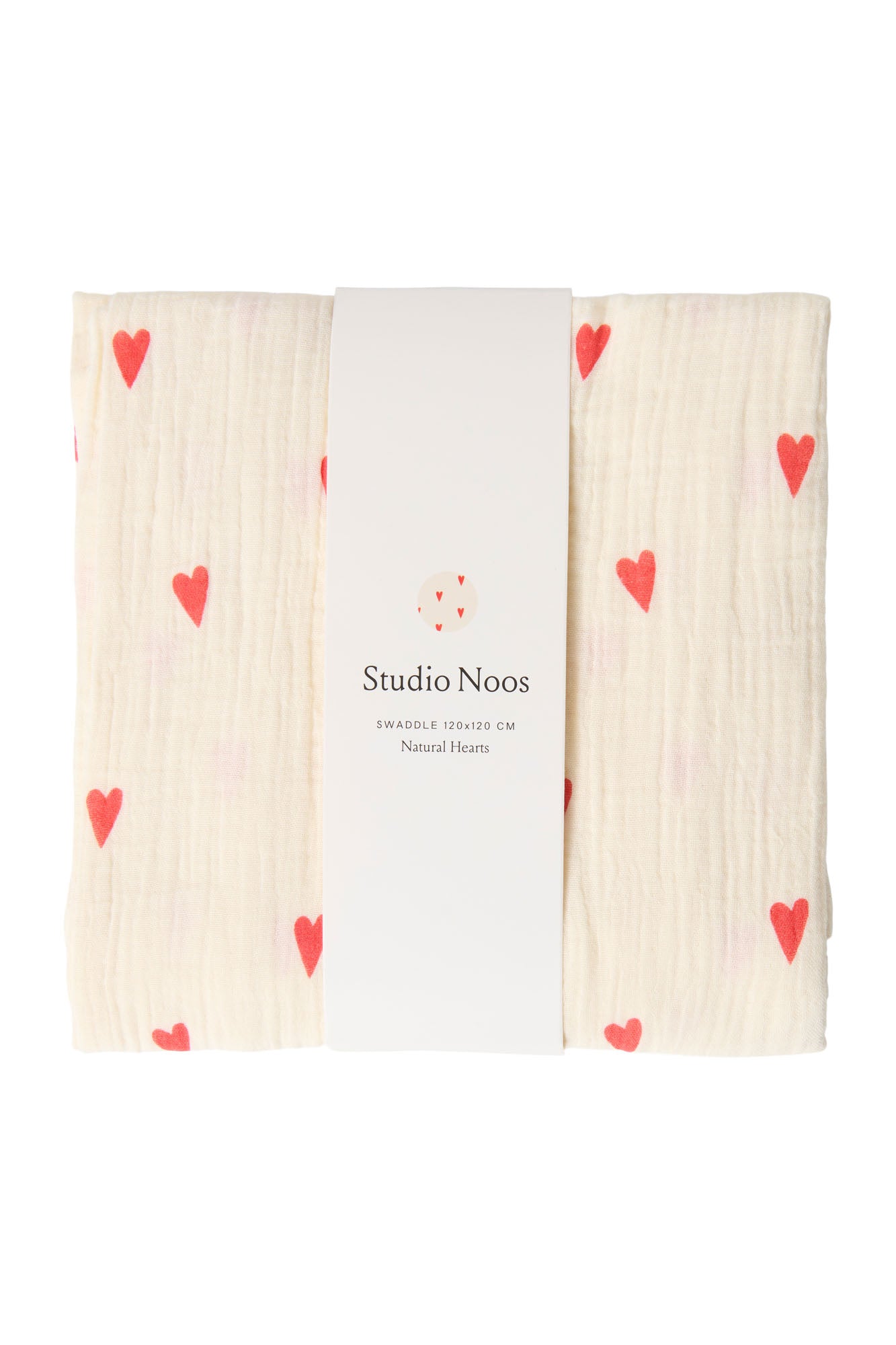 Studio Noos - Musselintuch 120x120 "Neutral Hearts Swaddle" | verschiedene Farben