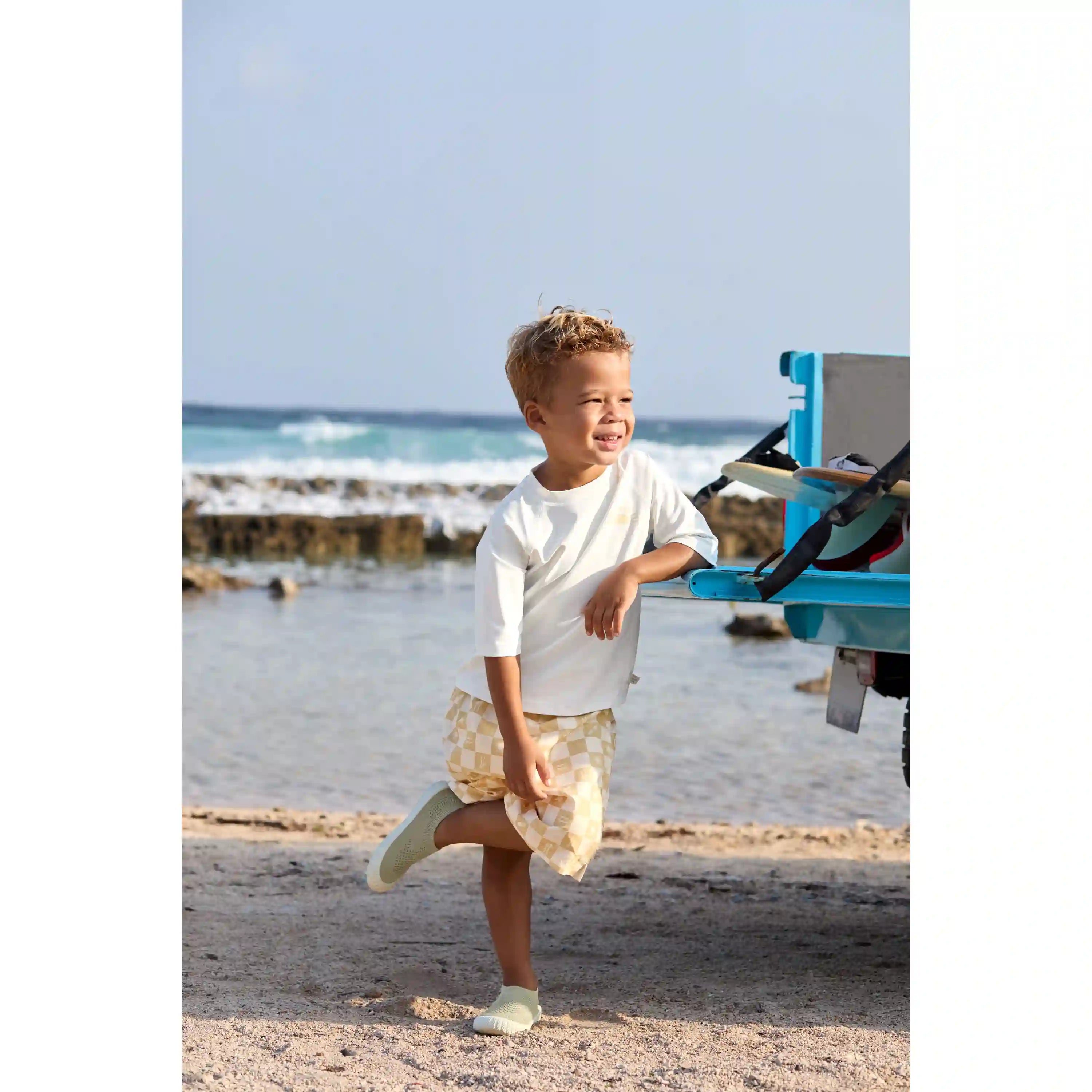 Lässig - UV Badehose "LSF Board Shorts Kids Check Pattern" | gelb
