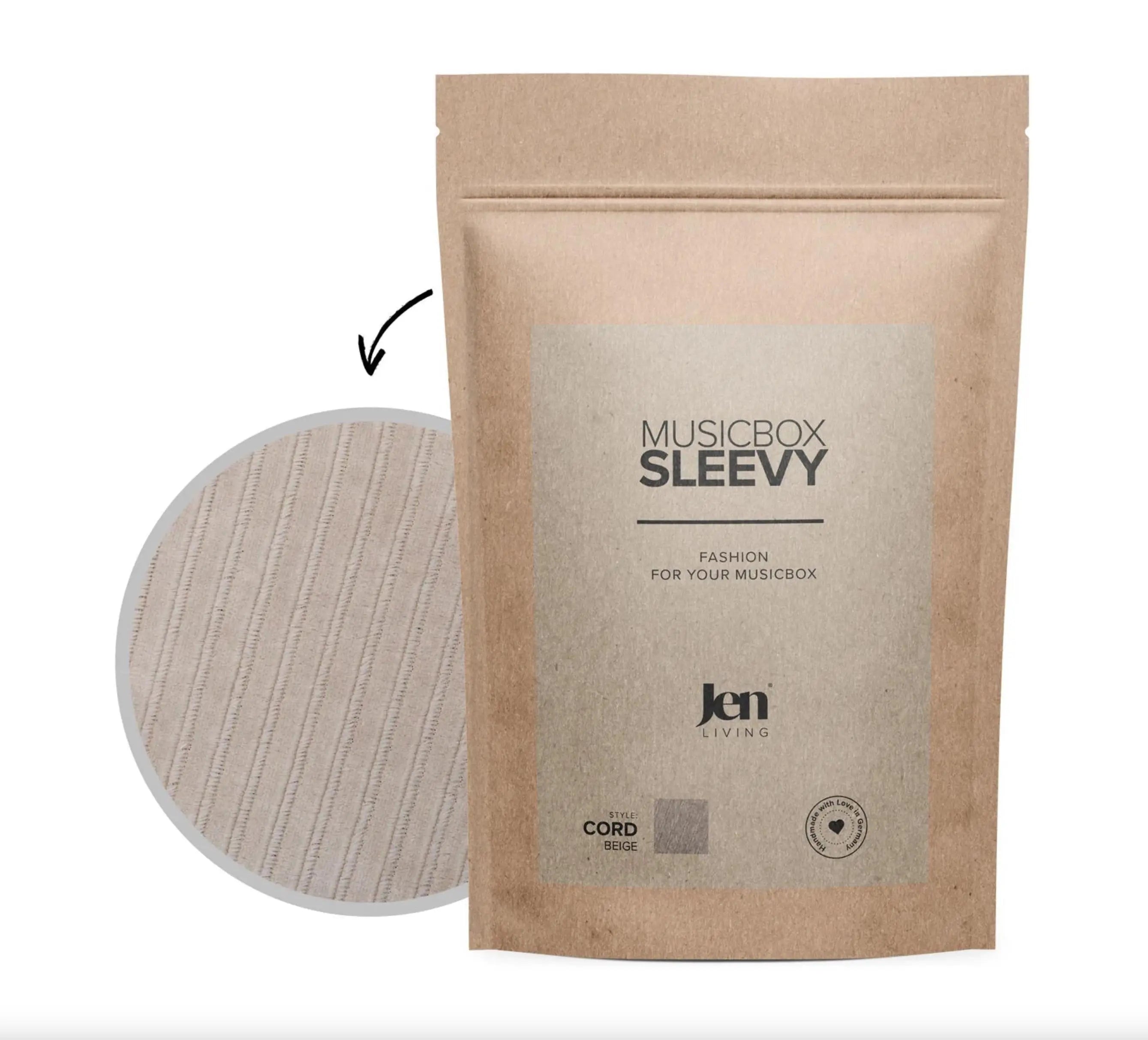 JenLiving - Musikbox Hülle / Schutzbezug für die Toniebox "SLEEVY Cord" | beige JenLiving