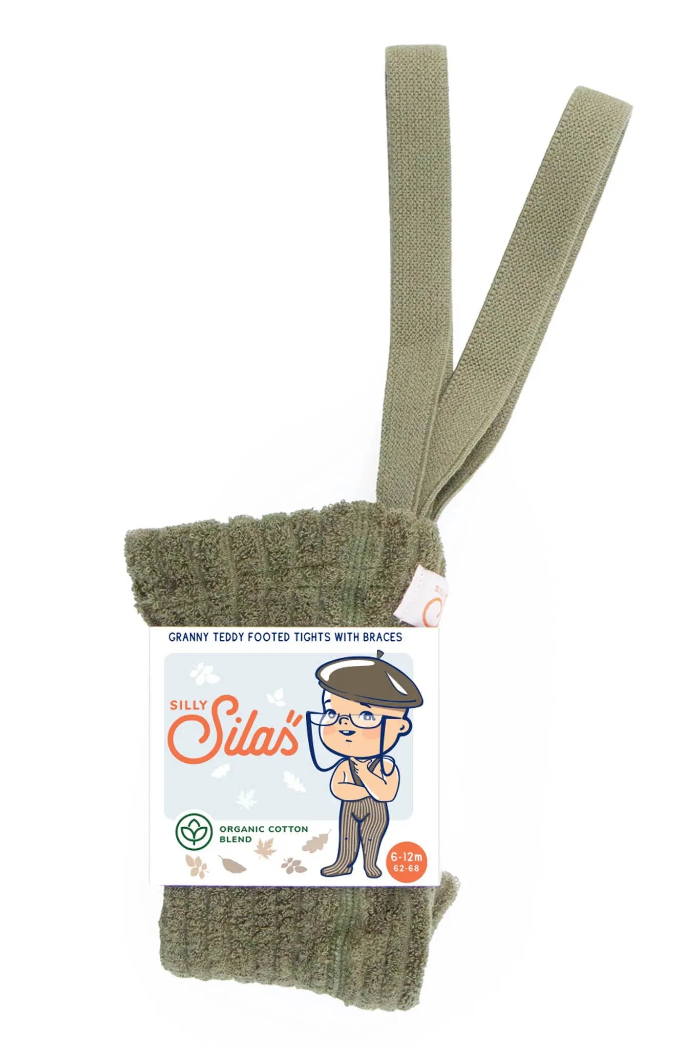 Silly Silas - Granny Teddy Strumpfhose mit Fuss "Granny Teddy Footed Cotton Tights" | olive Silly Silas