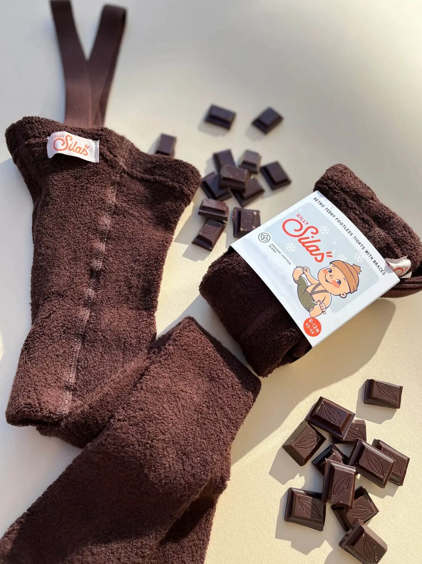 Silly Silas - Teddy Strumpfhose ohne Fuss "Teddy Warmy Footless Tights" | chocolate brown Silly Silas