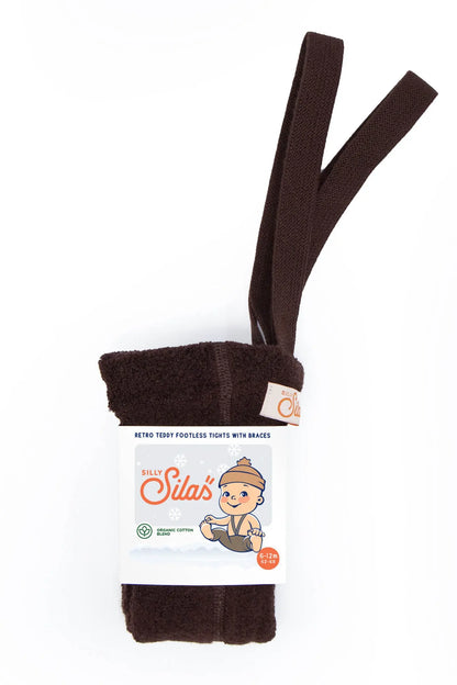 Silly Silas - Teddy Strumpfhose ohne Fuss "Teddy Warmy Footless Tights" | chocolate brown Silly Silas