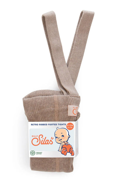 Silly Silas - gerippte Baumwoll-Strumpfhose mit Fuss "Retro Ribbed Footed Cotton Tights" | peanut blend Silly Silas