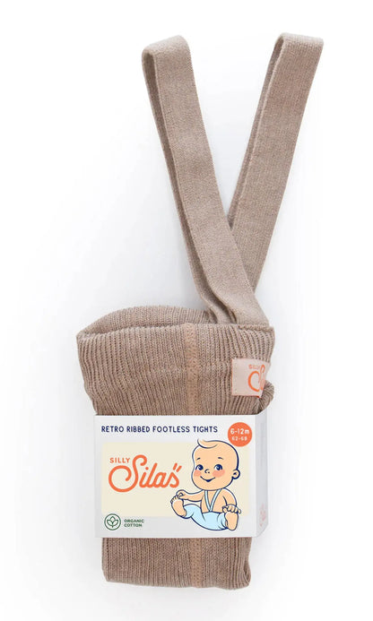 Silly Silas - gerippte Baumwoll-Strumpfhose ohne Fuss "Footless Cotton Tights " | peanut blend Silly Silas