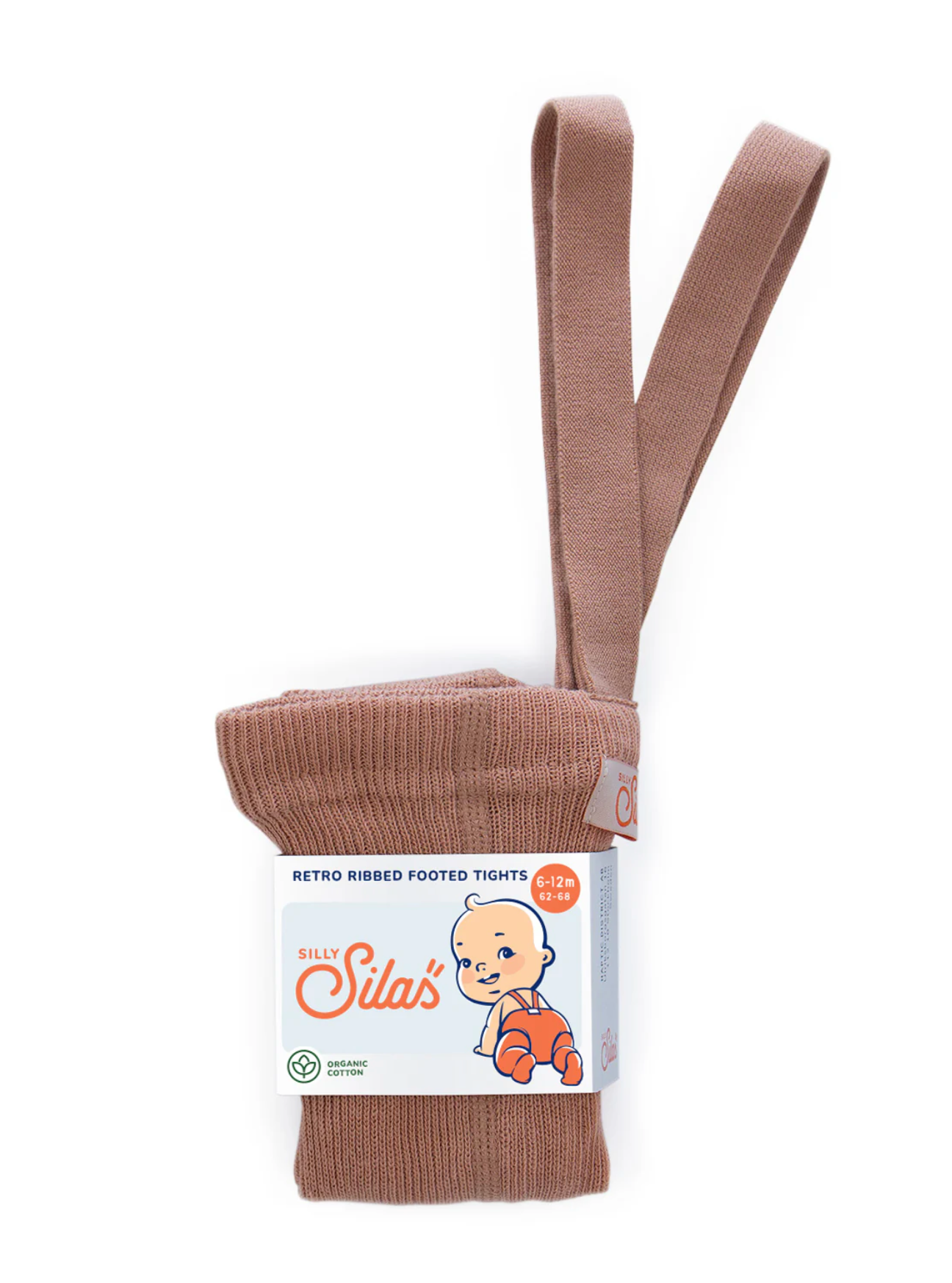 Silly Silas - gerippte Baumwoll-Strumpfhose mit Fuss "Retro Ribbed Footed Cotton Tights" | light brown