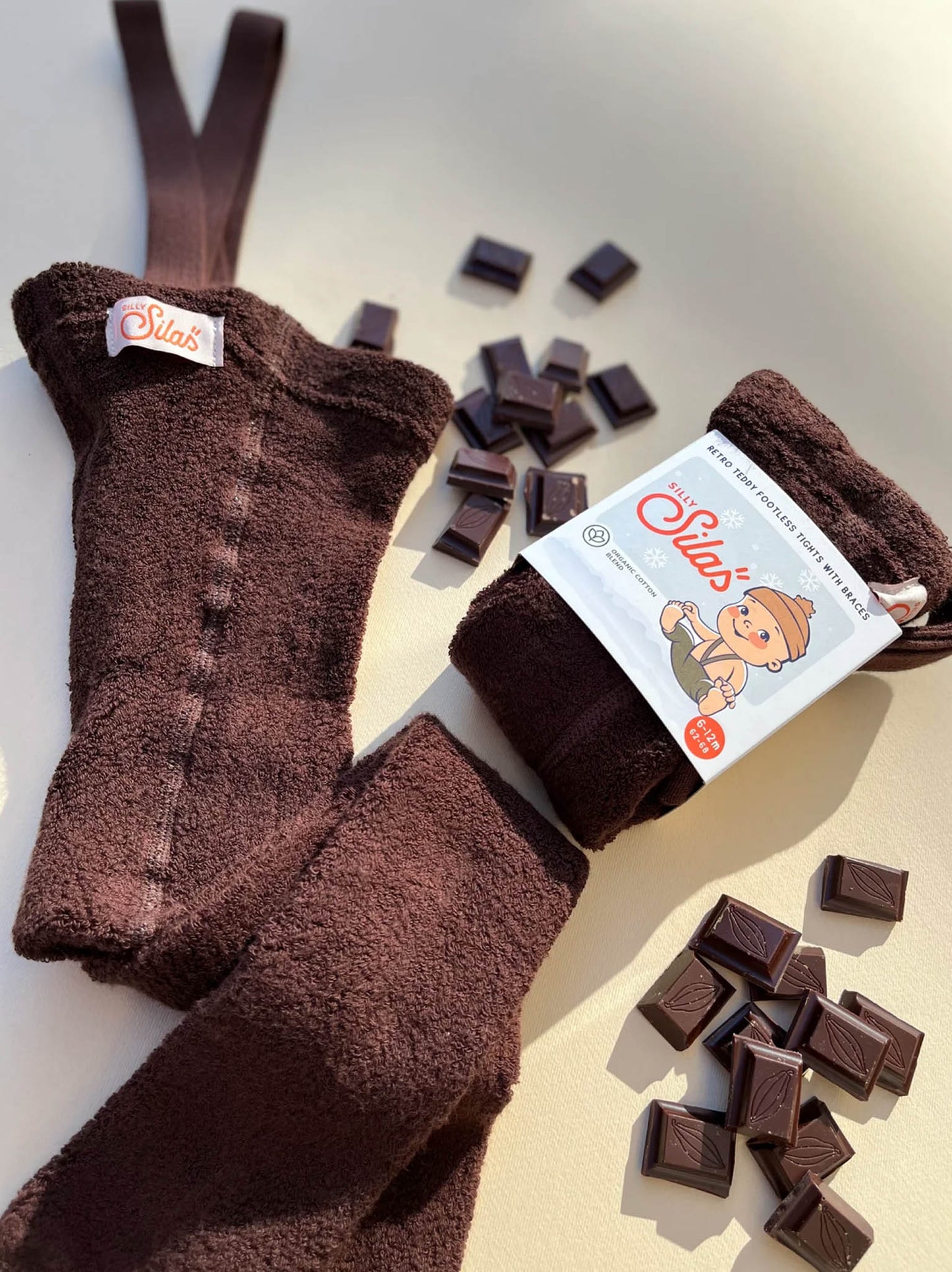 Silly Silas - Teddy Strumpfhose ohne Fuss "Teddy Warmy Footless Tights" | chocolate brown - Leja Concept Store