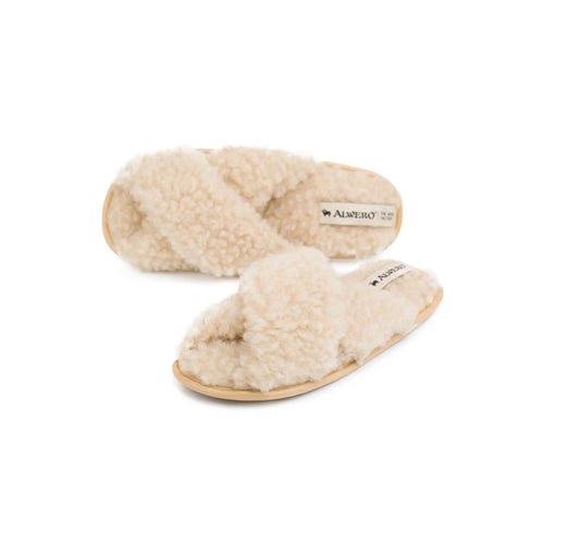 Alwero - Hausschuhe / Slippers aus Wolle "TWENN X" | beige Alwero